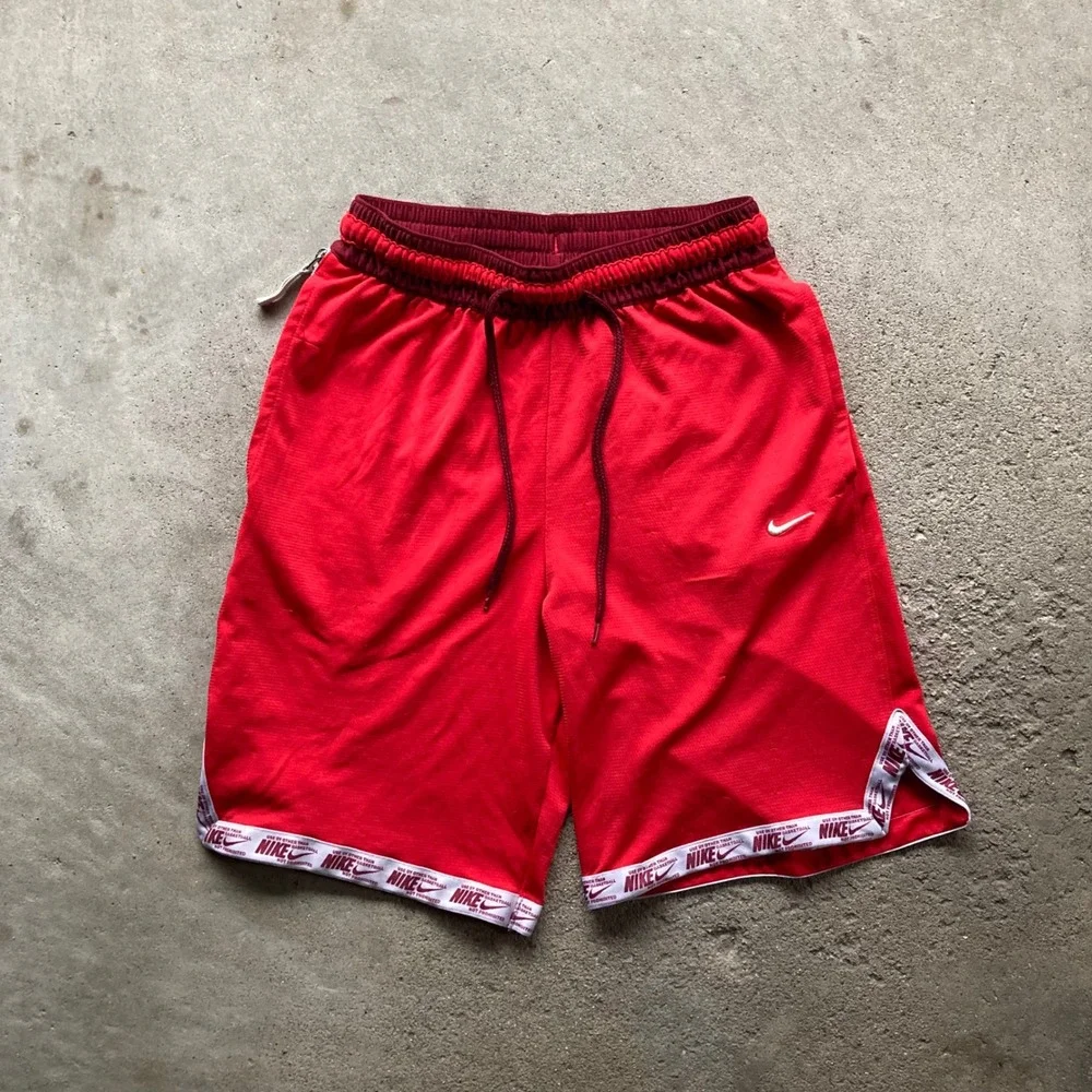 2000s red nike dri-fit basketball shorts